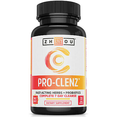 Zhou Pro-Clenz | 7 Day Colon Cleanse Detox with Probiotics | 30 Capsules