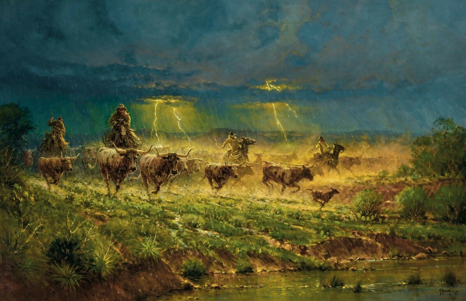 G. Harvey - Rawhide and Thunder Canvas HD Print Home Wall Decor American USA Art
