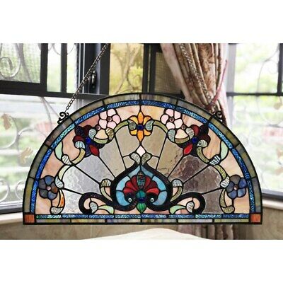 Tiffany Style Stained Glass Semi Circle Window Panel Suncatcher