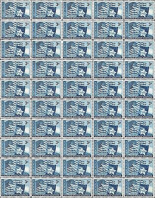 TEXAS (1945) – Full Mint Never Hinged Sheet of 50 Vintage Postage Stamps - #938