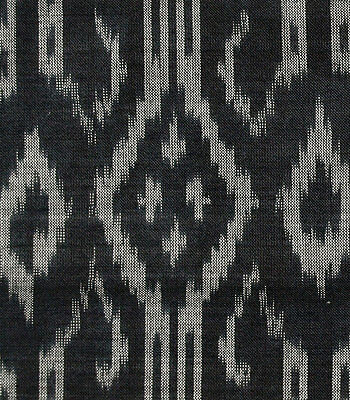 Gothic Crosses Silk Cotton Blend Black & White Ikat Hand Woven Soft Fabric 44