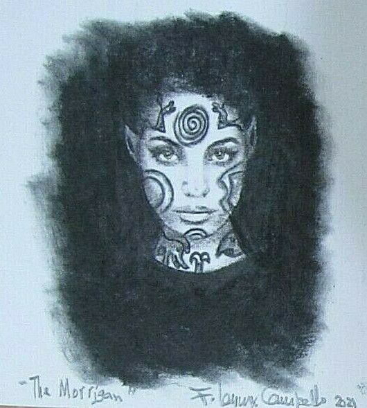 THE MORRIGAN - Celtic Goddess of Love & War - Original tattoo framed drawing