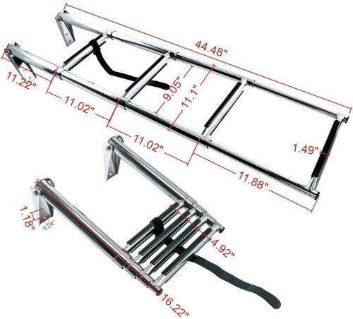 4 Step Stainless Telescoping Boat Ladder Swim Step Pontoon Bayliner Four Winns