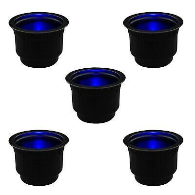 SS Trim Cup Holder with Blue Led Lights Marine Drink Holder RV Cup Holder 5Pk