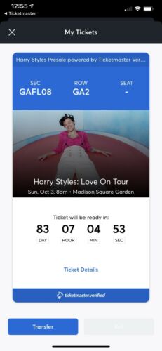 HARRY STYLES MSG FLOOR PIT TICKETS OCTOBER 3rd 2021 MADISON SQUARE GARDEN NYC