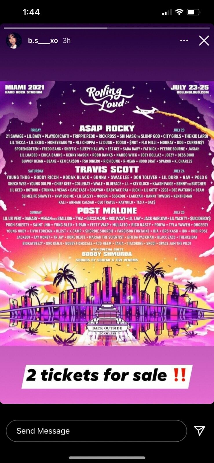 Two rolling loud tickets miami 2021