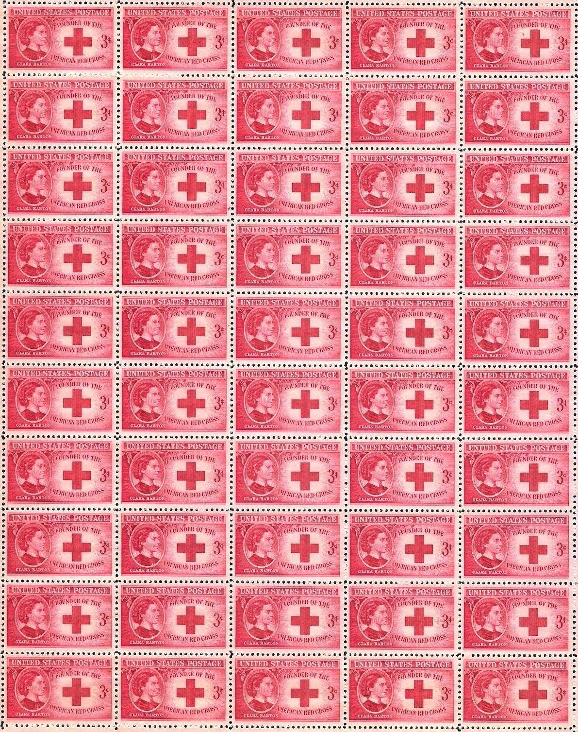 NURSING - CLARA BARTON (1948) -Vintage Full Mint Sheet of 50 U.S. Postage Stamps