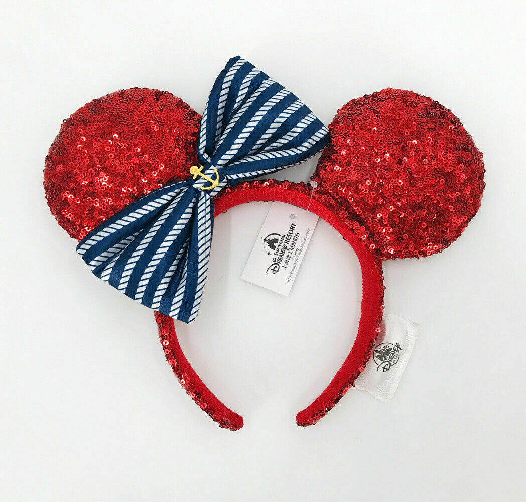 Disney Parks Rare Purple Red Anchor 2021 Minnie Ears Mickey Mouse Headband