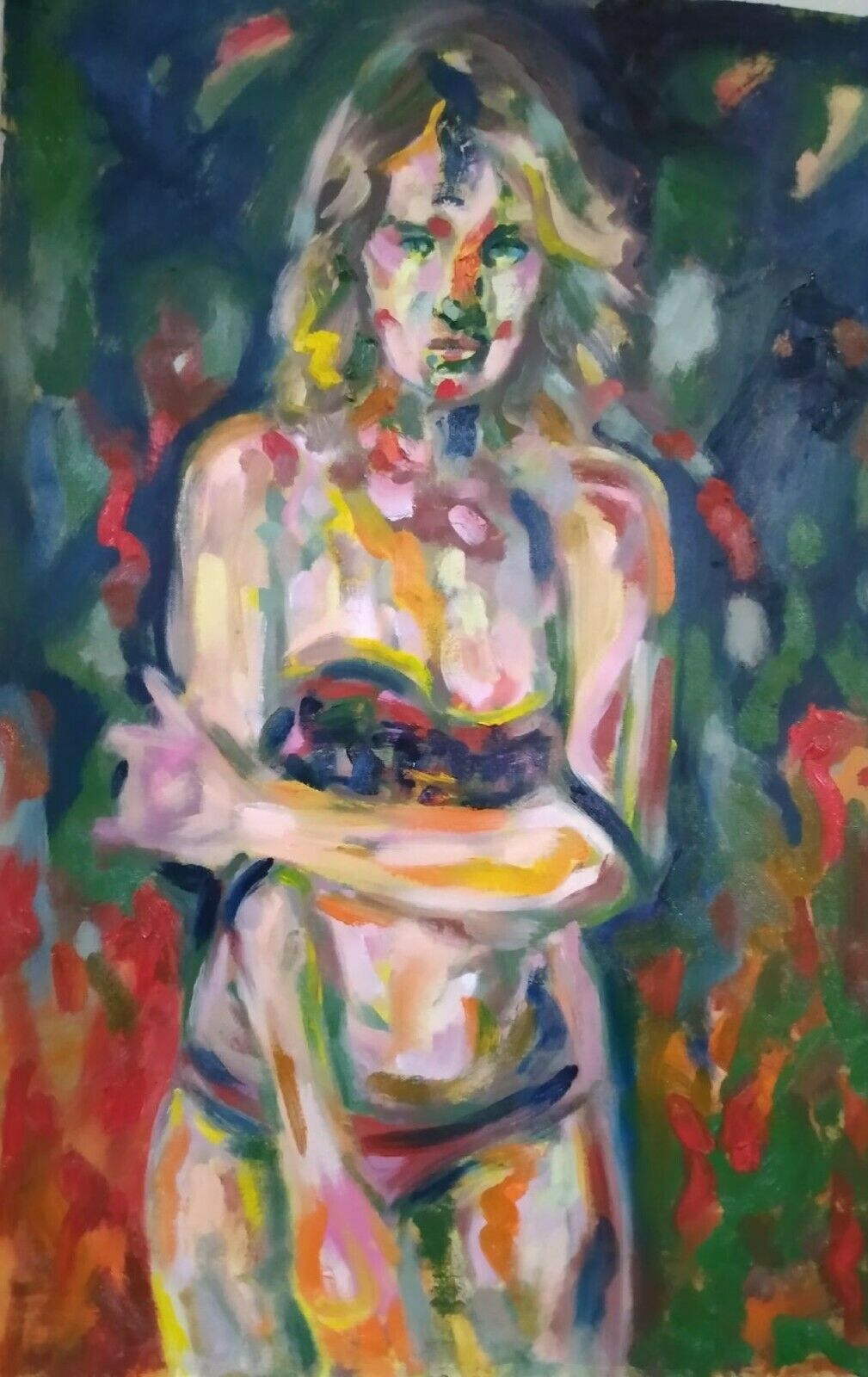 - Original OIL PAINTING Nude Woman Model Posing Sitting EXPRESSIVE