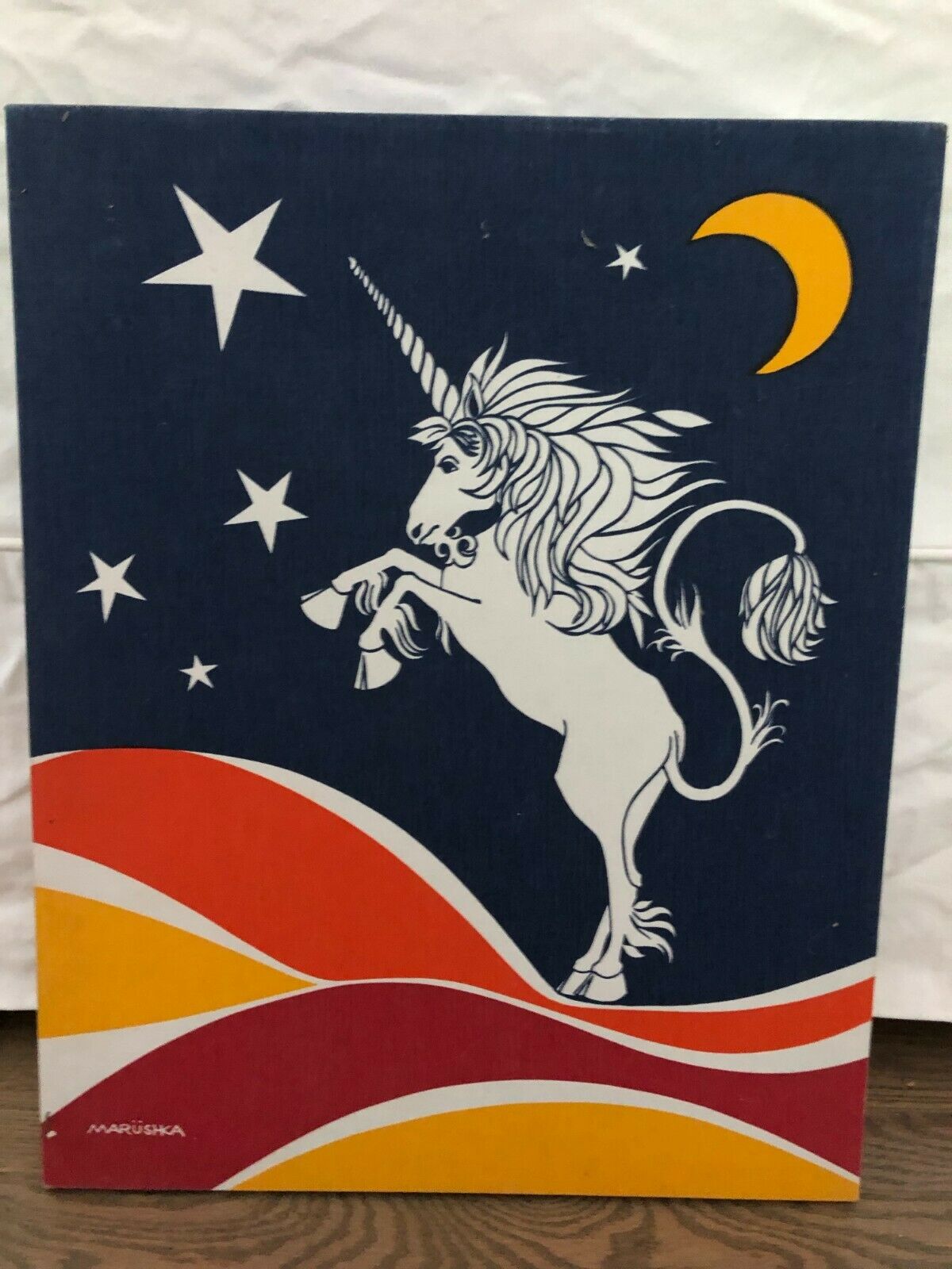 Marushka Unicorn Vintage Screen Print Wall Art Retro 20 X 16 X 1 Mod Pop Fantasy