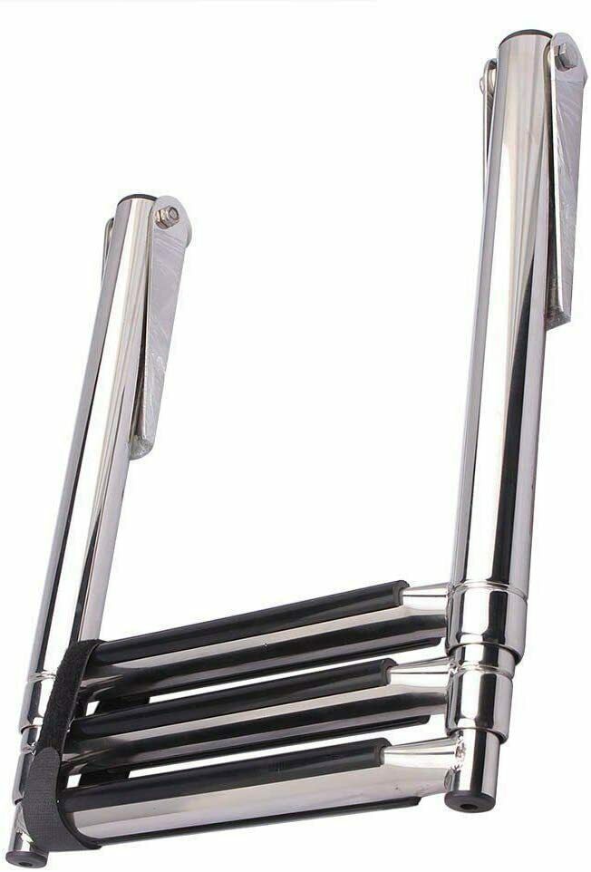 3 Steps Telescopic Ladder Marine Stainless Steel Drop Boat Ladder