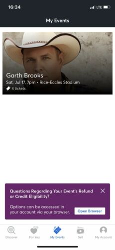 Garth Brooks - Tickets (4) Utah