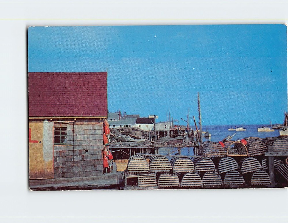 Postcard Maine Coast Scene Fishing Docks & Lobster Pots Maine