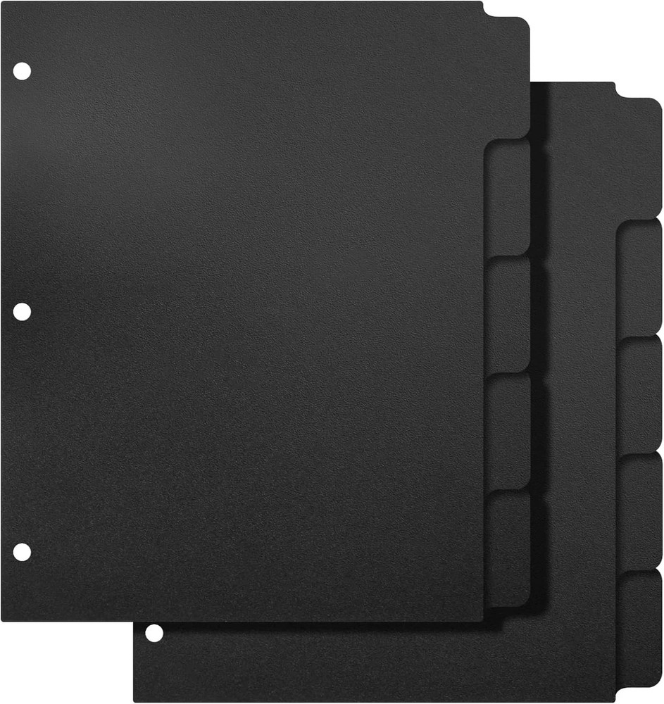 3 Ring Binder Dividers with 5-Tabs for Letter Size, 1/5 Cut, 3-Hole Punched, Wri