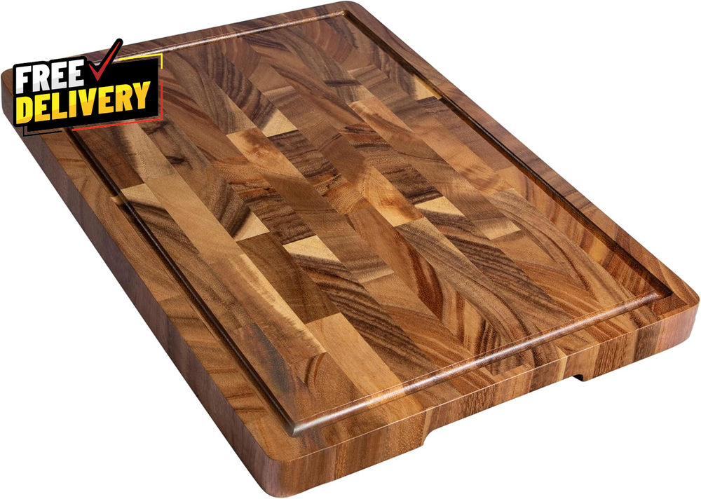 Walnut Wood Cutting Board for Kitchen End Grain Chopping Board with Juice Groove