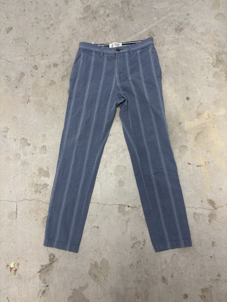 Penguin Blue Striped Dress Pants Flat Front Button Closure Men Size 28x30
