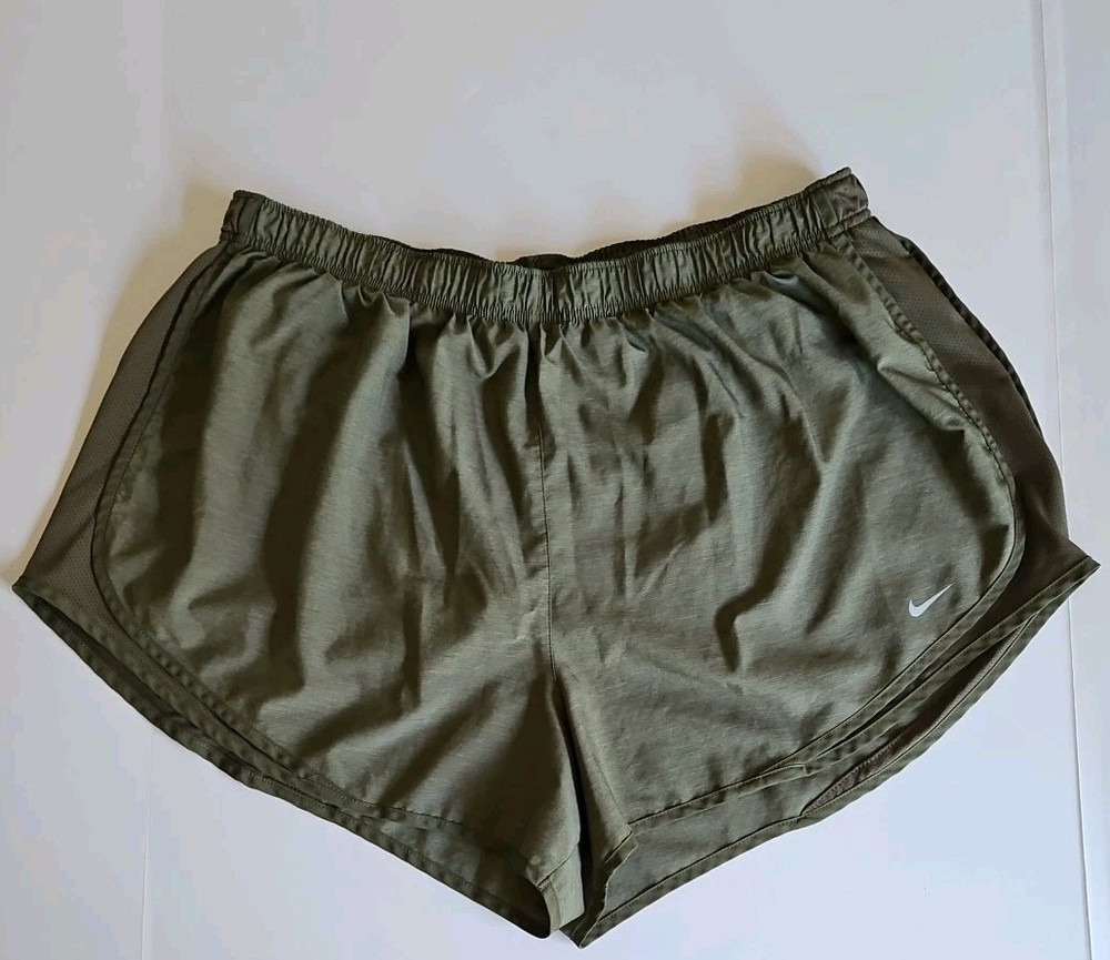 Nike Shorts Green Dri Fit Tempo Running Brief Lined Mesh Side Women's Size 2XL