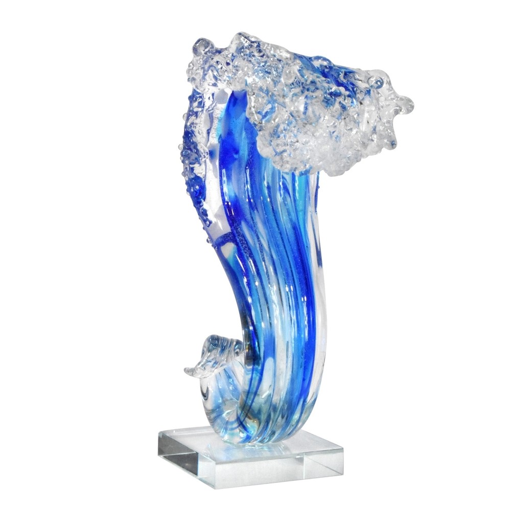 Pacific Wave Handcrafted Art Glass Sculpture Blue
