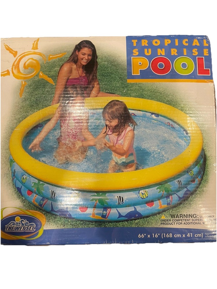 Vintage 2005 Intex The Wet Set Tropical Sunrise Pool 66” Round Kiddie SEALED