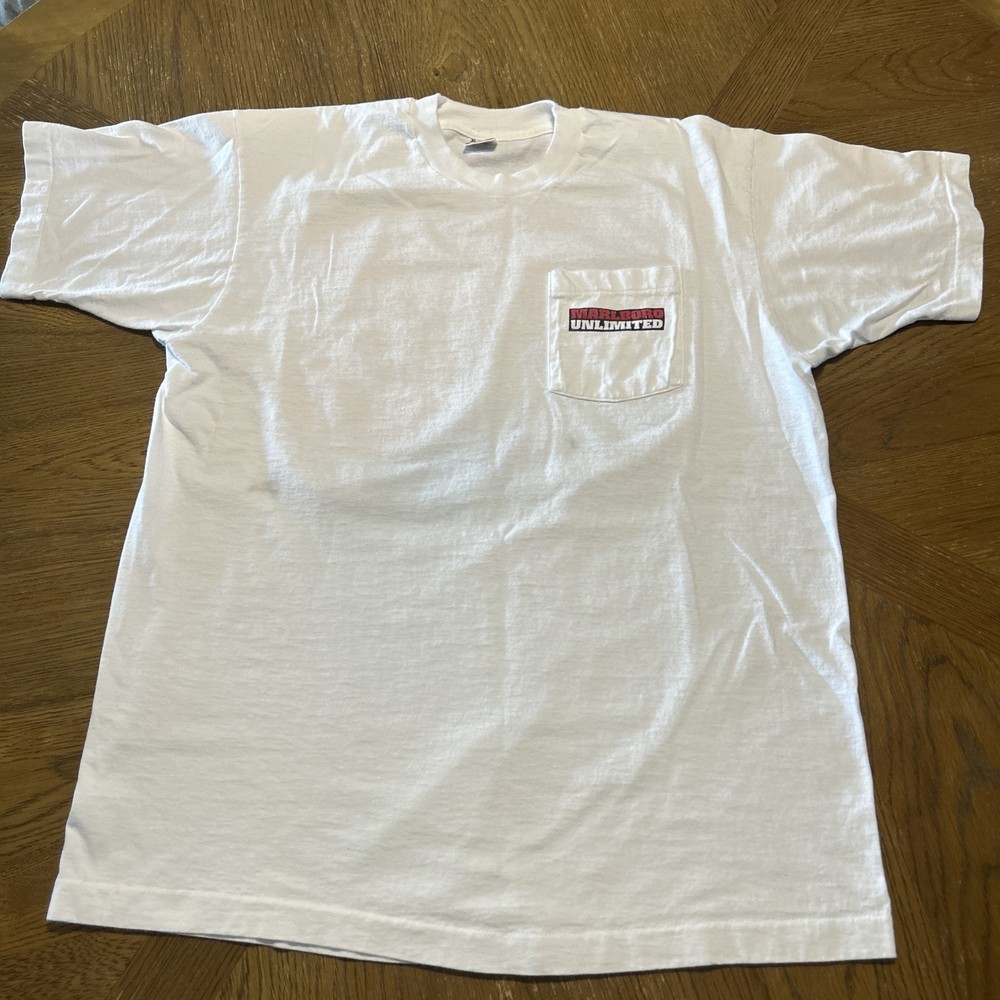 Vintage 90s Marlboro Unlimited Map Pocket Tee size XL 1995 Smoking