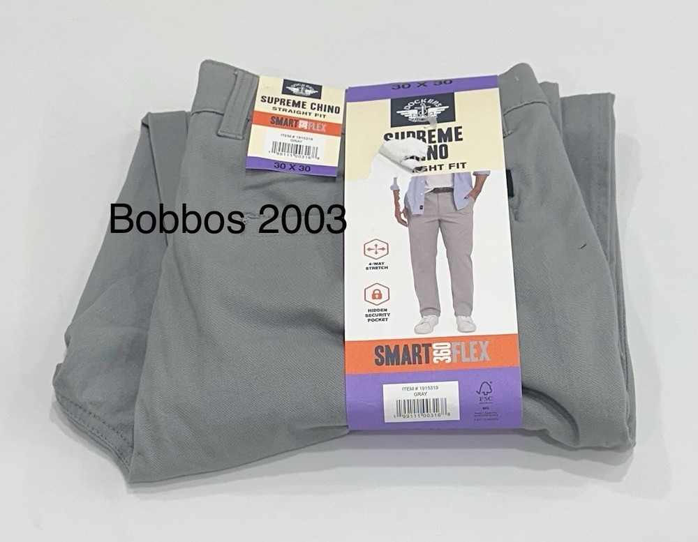 Dockers Men's Supreme Chino Smart Flex Straight Fit Pants, Gray, Size 30X30