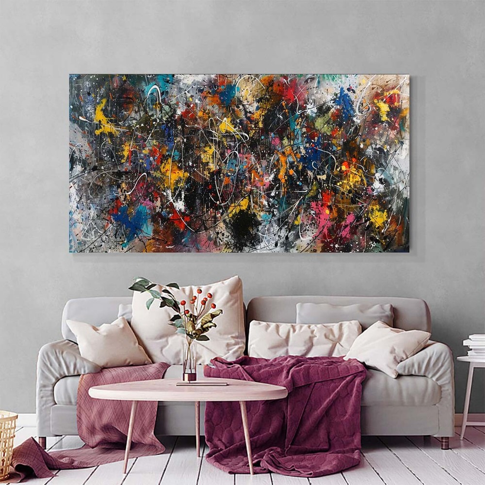black textured abstract oil paintings on canvas modern art decor for wall