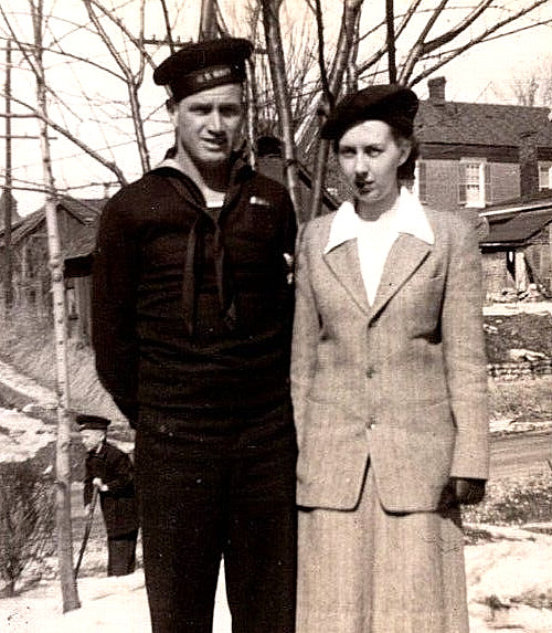 Vintage Old Antique Photo Picture USA Navy Sailor Man Lady Wife Boy Winter Snow