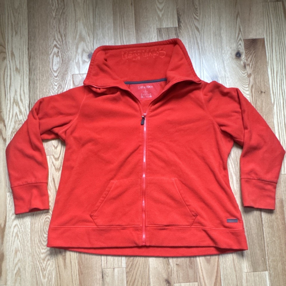 Calvin Klein Performance Red Fleece Full Zip Jacket Women's Plus 2X Pocket