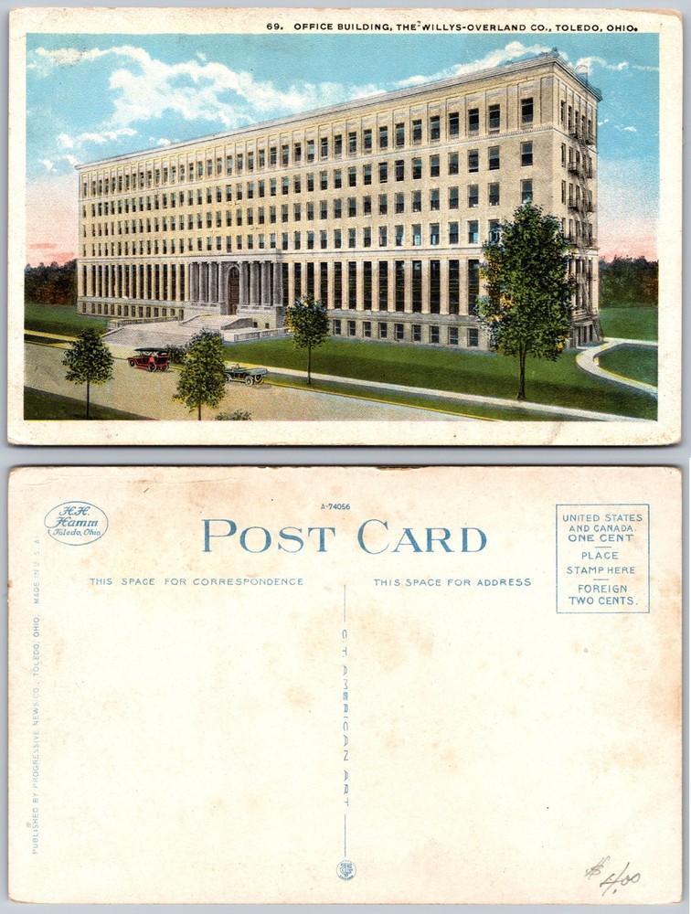 Willys Overland Company Office Building Toledo OH Postcard