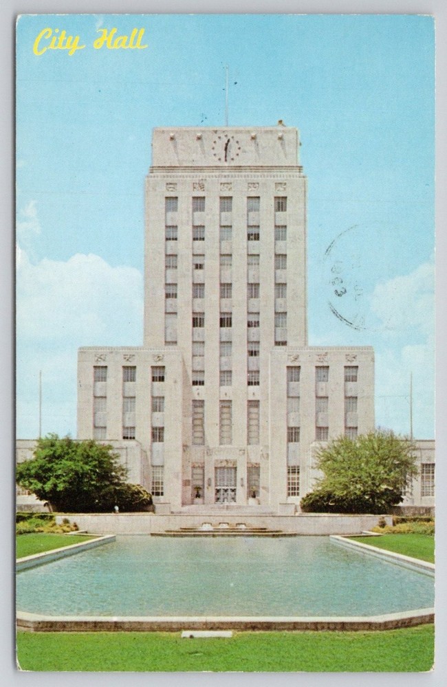 Vintage 1963 Houston TX City Hall Postcard - Dexter Press Chrome