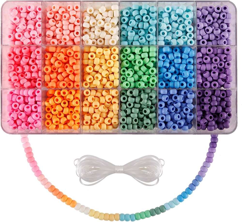 2600+ Pcs 18-Color Pony Beads Kit for Jewelry Making and DIY Crafts