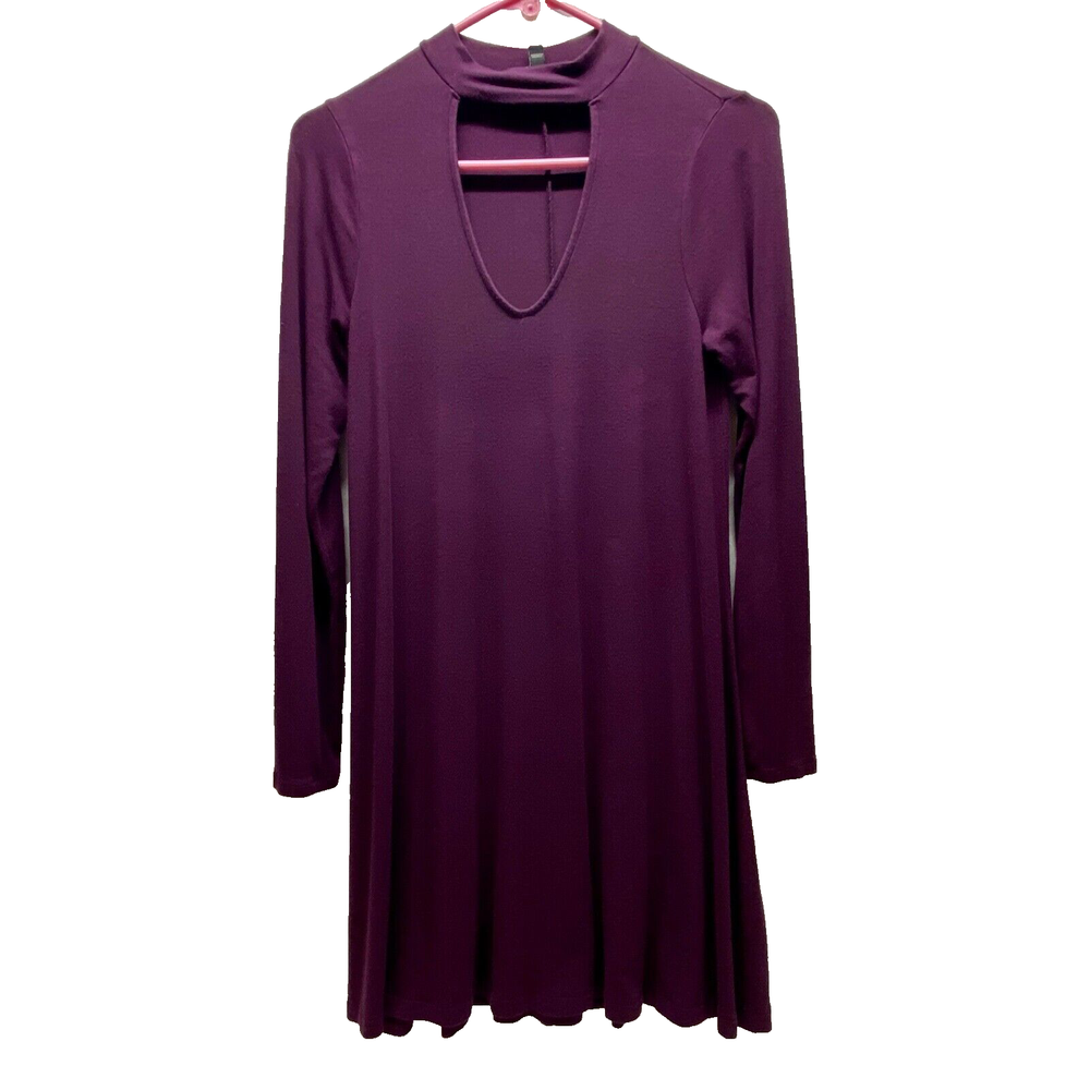 Express Dress Women's Small Purple Plum Knee Length Peep Chest Sexy Classy GUC