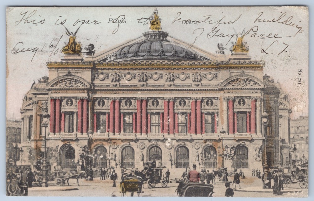 France Paris Palais Garnier Opera House c1906 9th aron Early Automobile Postcard