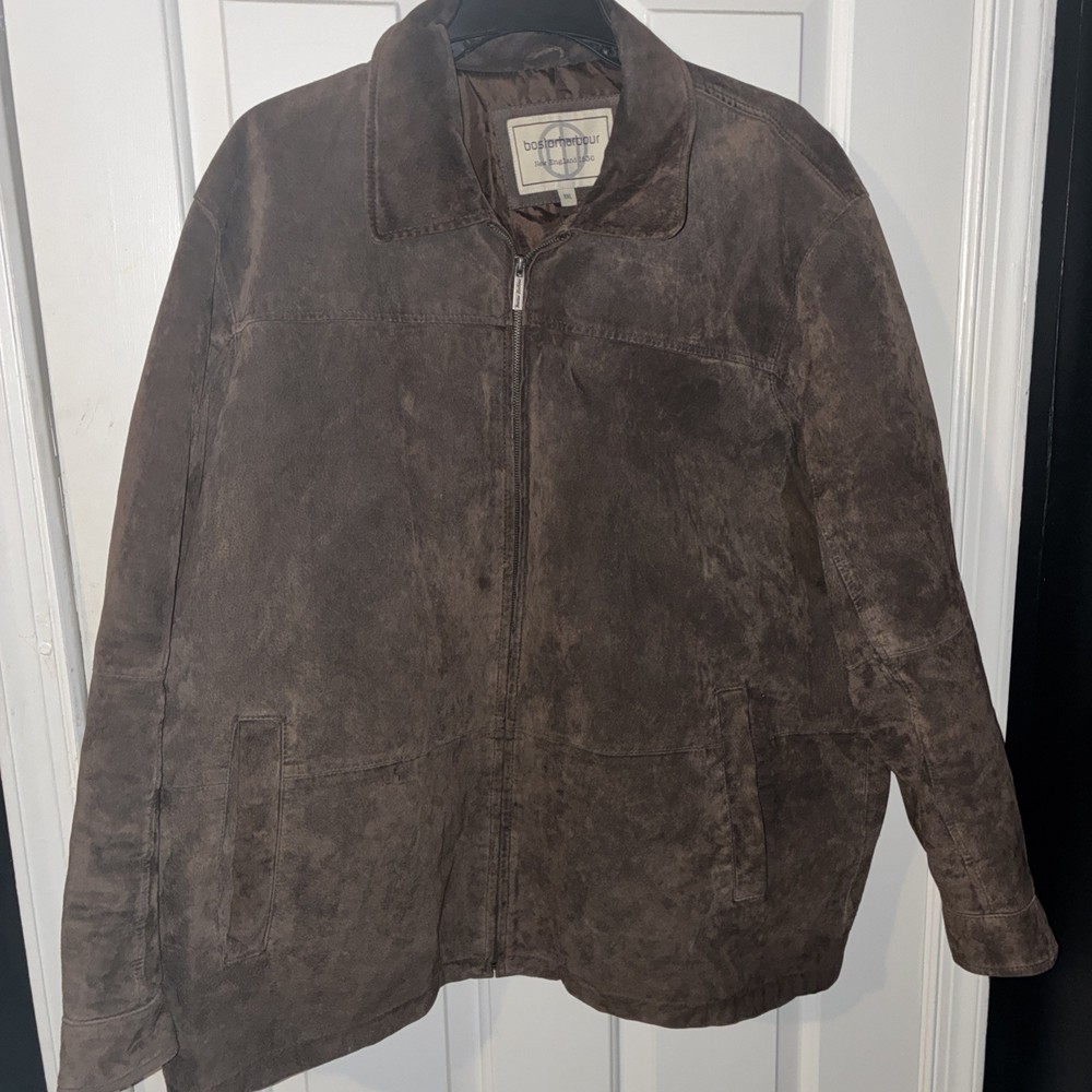 Boston Harbour Leather Wear Brown Nubuck Leather Jacket Coat Men’s Size XXL