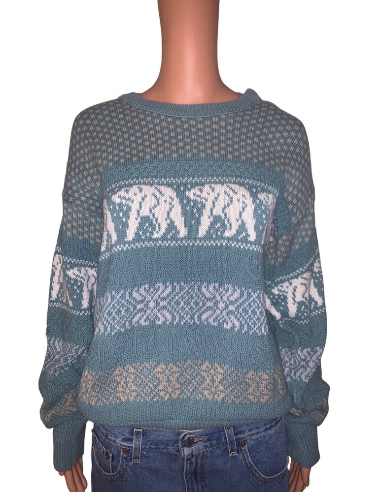 London Fog Vintage-Inspired Bear Design Cozy Knit Sweater for Men and Women