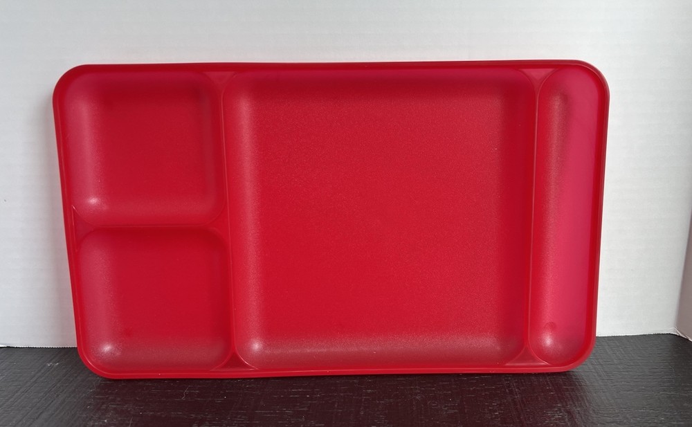 Vintage Tupperware Red Christmas Divided Serving Tray 9x15 Lunch Snack 1535-3