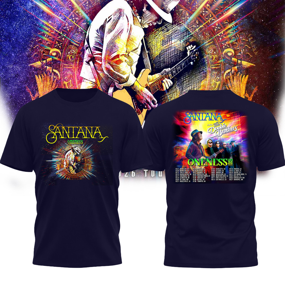 Santana and The Doobie Brothers Oneness Tour 2026 Shirt - Size S to 5XL
