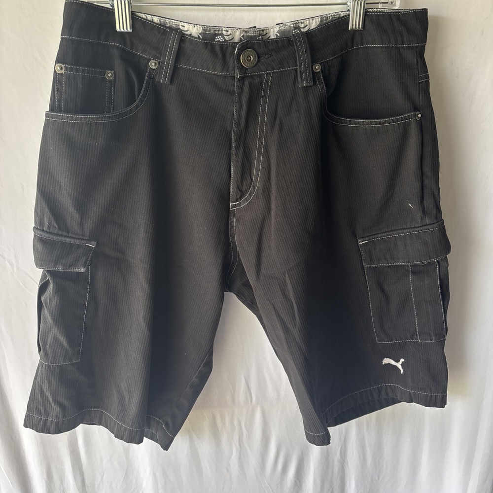 PUMA Men's Cargo Shorts Black Size 32 10” Inseam