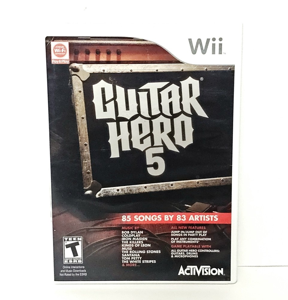 Guitar Hero 5 (Nintendo Wii, 2009) Complete w/ Manual Tested Video Game