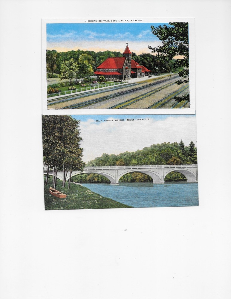 Lot of 10 Niles, Michigan, Depot, Library, Indian Lake +