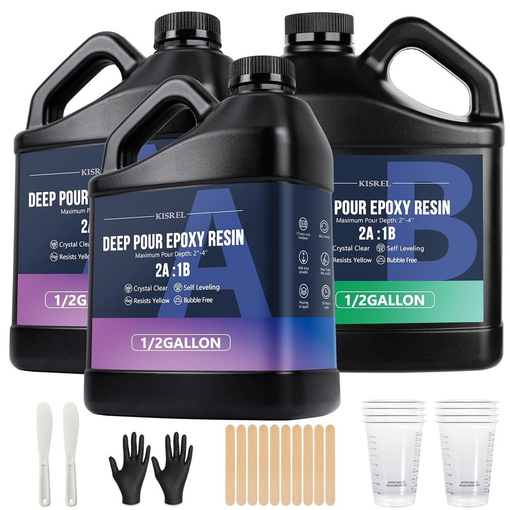 Deep Pour Epoxy Resin Kit 1.5 Gallon 2:1 Ratio for 2-4 Inch Thick Castings