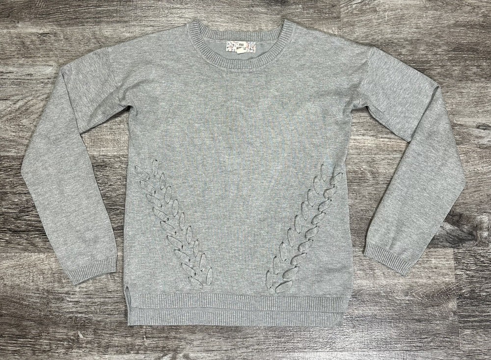 Pink Republic Pullover Sweater Women’s Size XS Gray Long Sleeve Braided