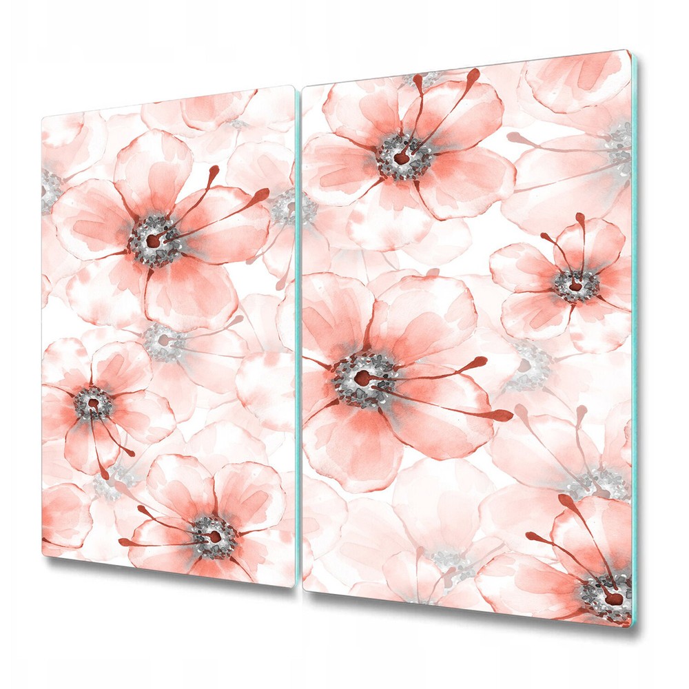 Glass Kitchen Chopping Board Bright Orange Flowers Beautiful Botanical 2x30x52