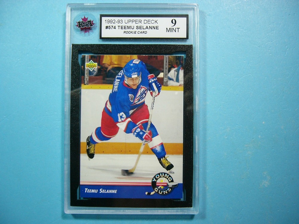 1992/93 UPPER DECK YOUNG GUNS HOCKEY CARD #574 TEEMU SELANNE ROOKIE RC KSA 9 UD
