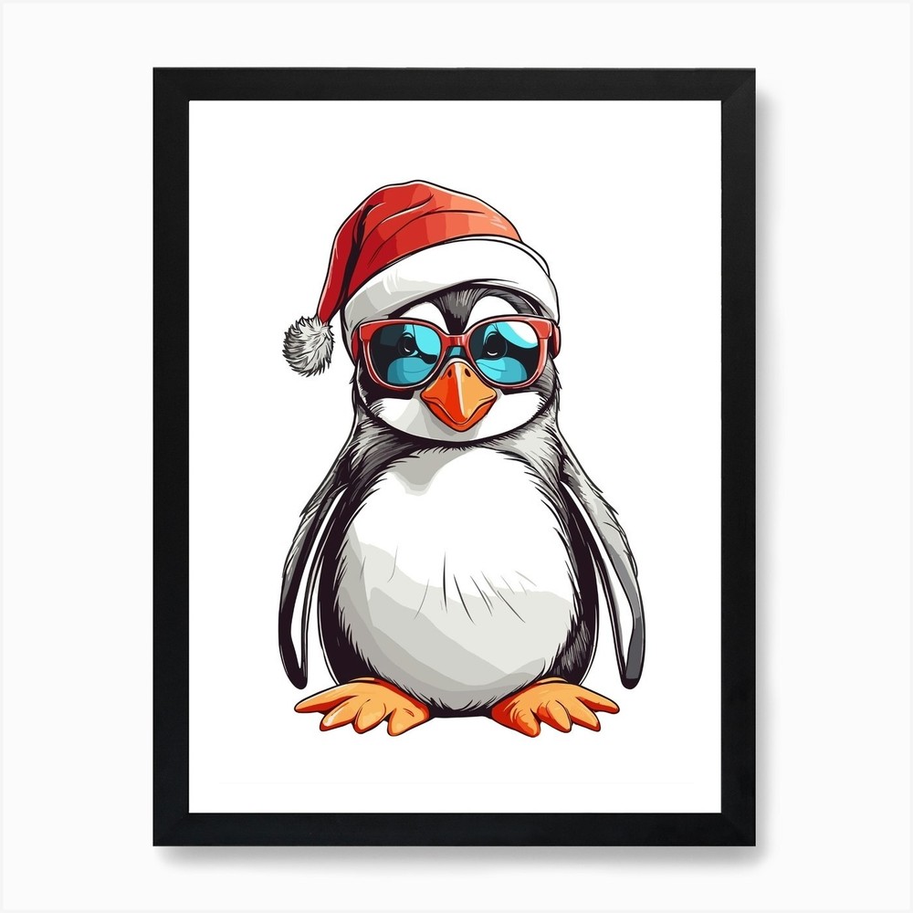 Christmas Penguin Art Print Framed Wall Art Poster Canvas Print Picture