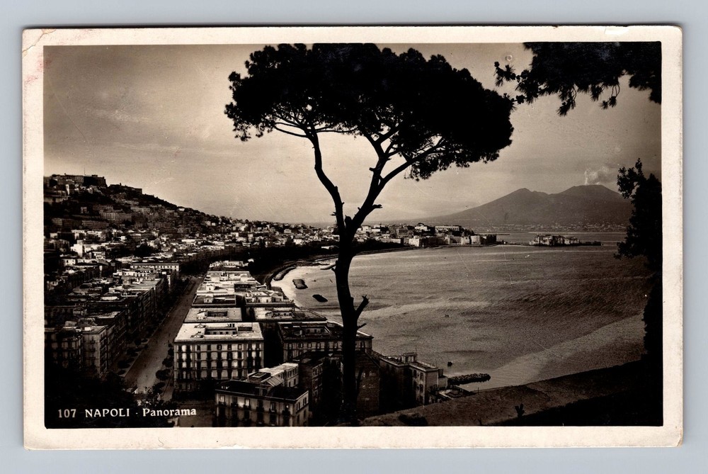 Italy- Naples Panorama City View Souvenir Postal Old Card View Vintage Postcard