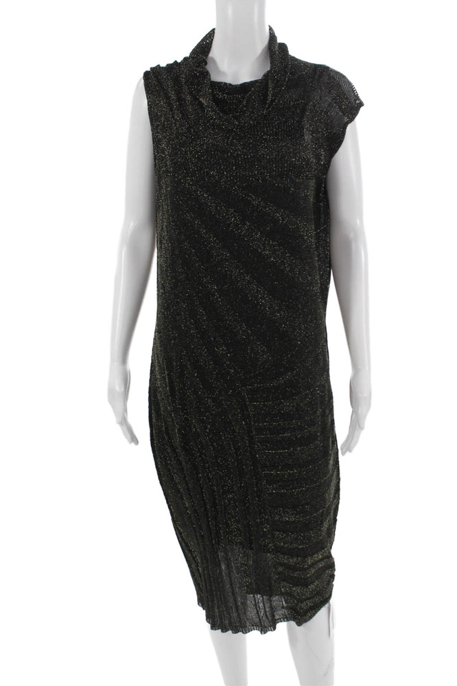 Escada Women Shift Dress Black Sleeveless High Neck Mid-Calf Size XLFree Shipping in US $100+ Orders | $6.95 Orders Below