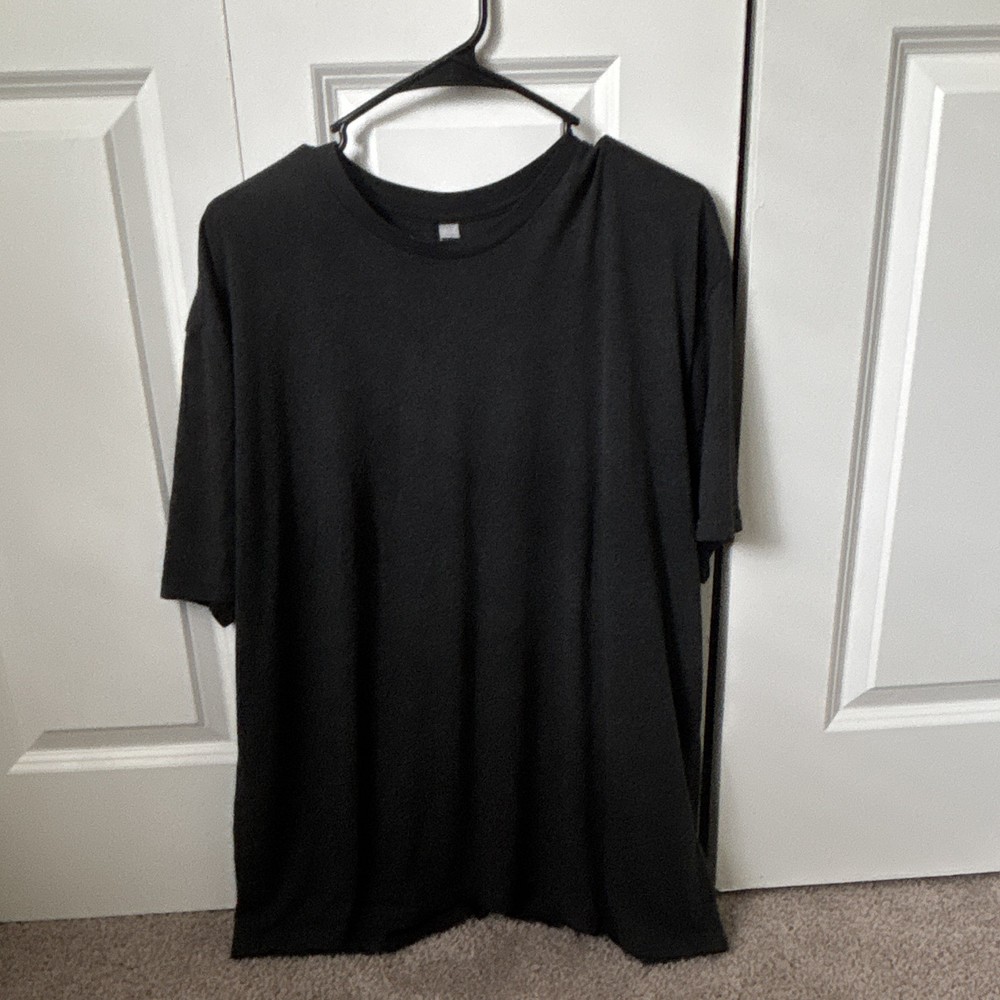NP Men's Black Solid Crew Neck Short Sleeve T-Shirt, Regular Size 2XL