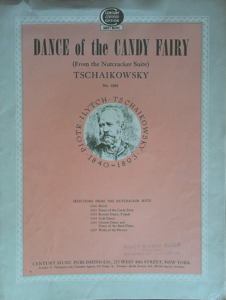 Dance of the Candy Fairy Vintage Sheet Music Nutcracker 1925