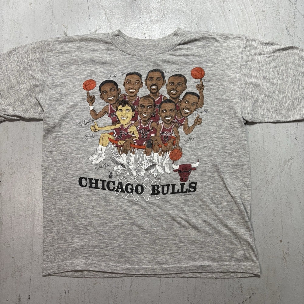 Vintage Salem Sportswear Chicago Bulls Basketball NBA Caricature T Shirt !DESC!